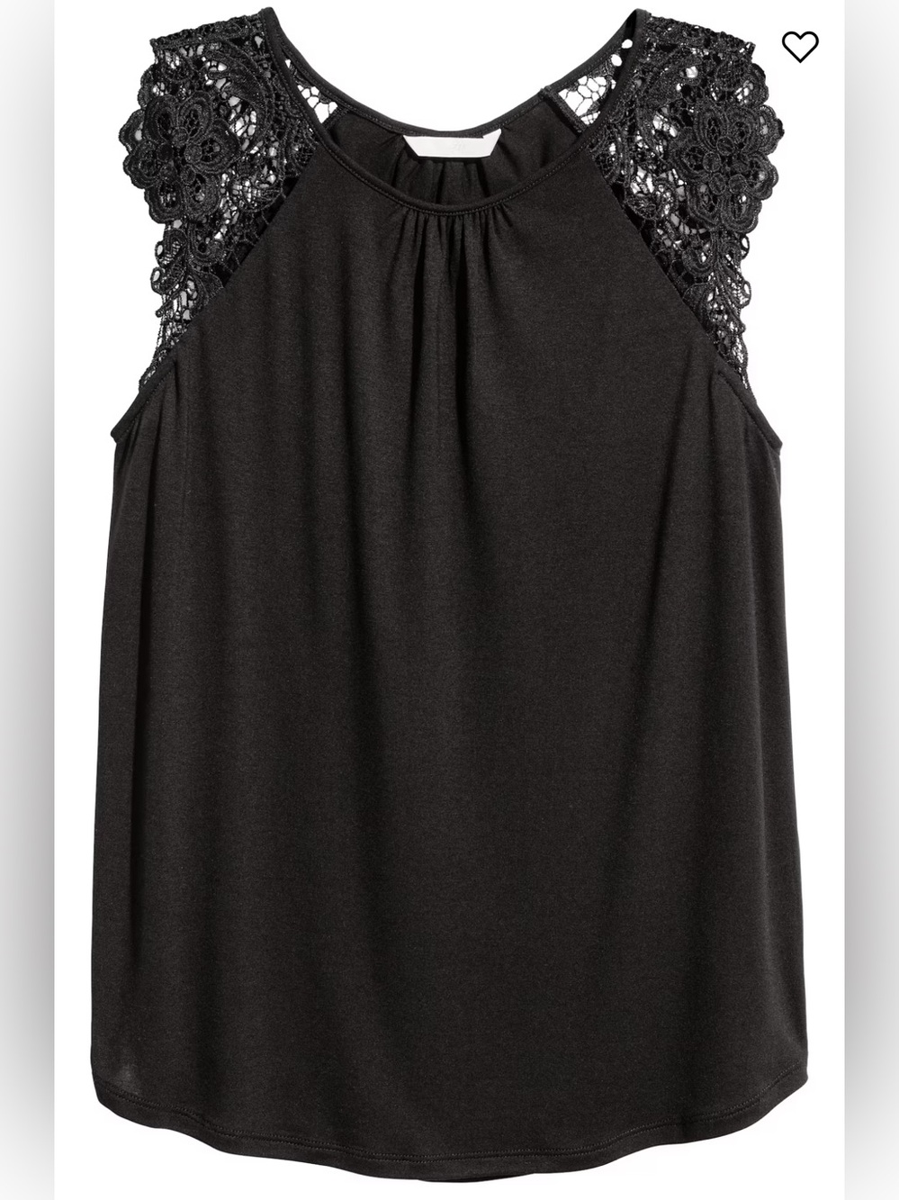 🌻 2/$10 H&M Black Crochet-Trim Sleeveless top small